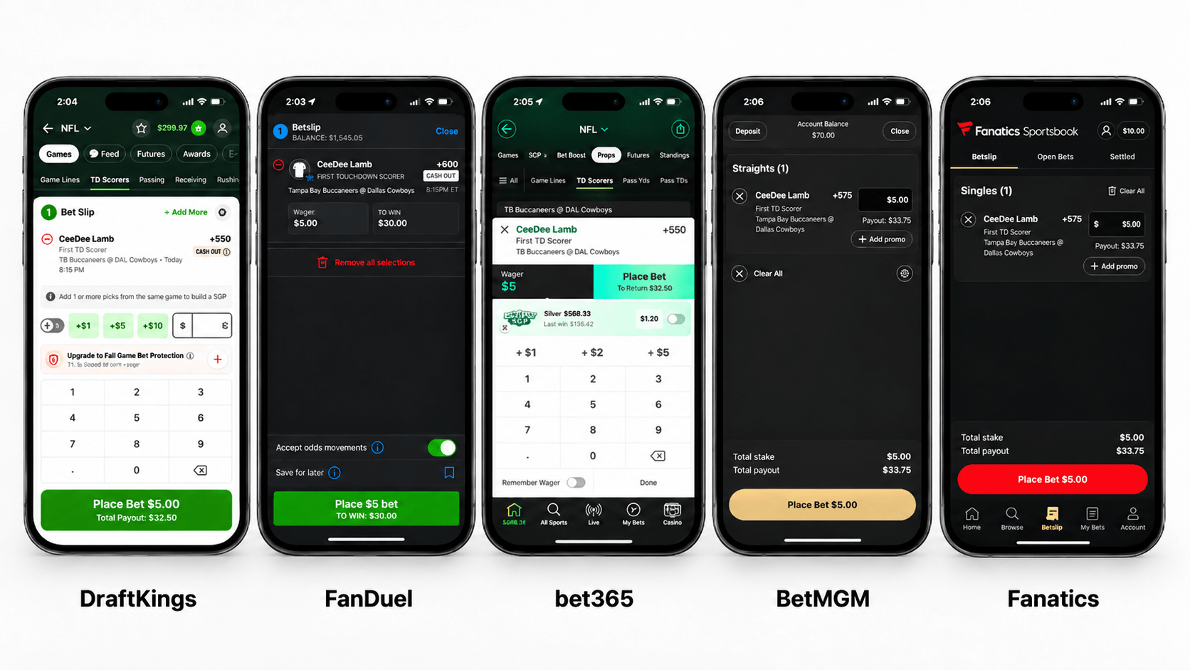 US betting sites bet slips